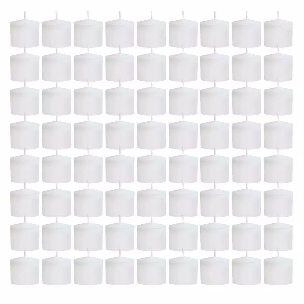 LUMABASE 72-Count White Unscented Votive Candles, 10-Hour Burn Time, Paraffin Wax