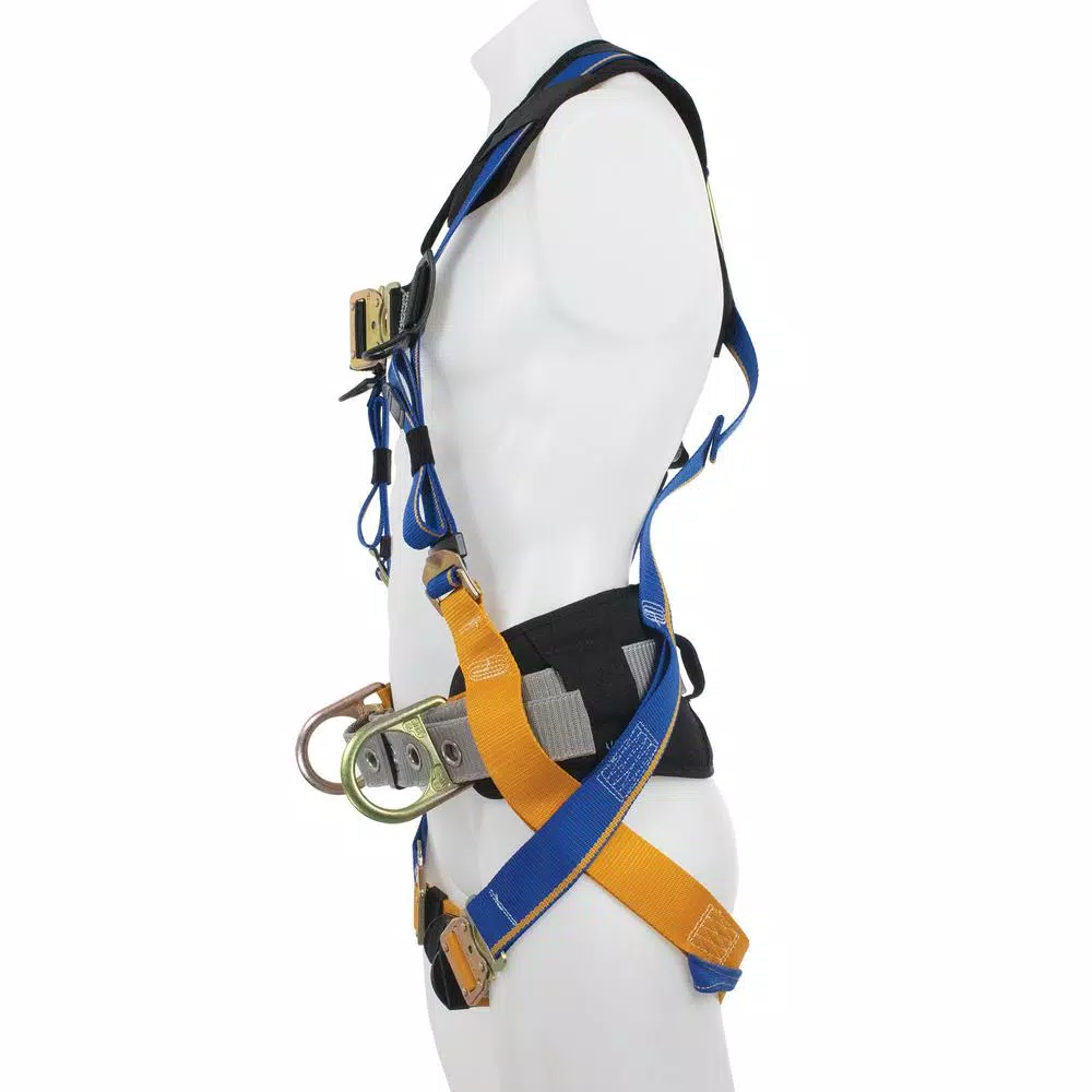 Werner Blue Armor 2000 Construction Harness with 3 D-Rings and Removable Work Belt, Small, Blue