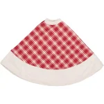 VHC Brands 21 in. Red Plaid Christmas Farmhouse Tree Skirt with Flannel Lining thumbnail 3