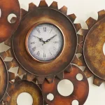 LITTON LANE 17 x 34 in. Rustic Industrial Gears Wall Clock, Distressed Iron Finish thumbnail 5