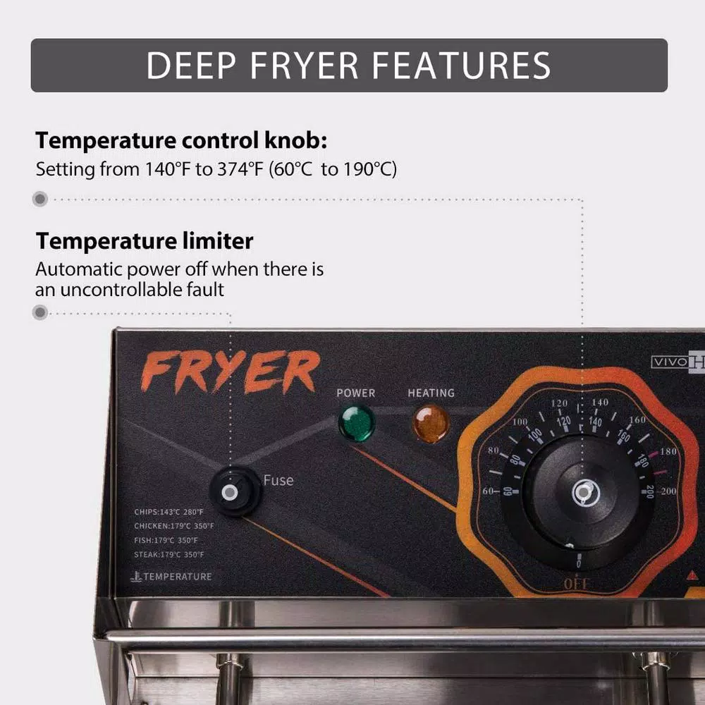 VIVOHOME 20.7 Qt. Stainless Steel Dual Basin Electric Deep Fryer, 5000W with 2 Removable Baskets