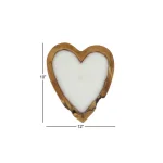 LITTON LANE Large Heart-Shaped Reclaimed Teak Wood Candle Holder with Unscented White Wax thumbnail 5