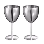 Visol Antoinette Stainless Steel Wine Glass Set, 6 oz, Set of 2 thumbnail 1