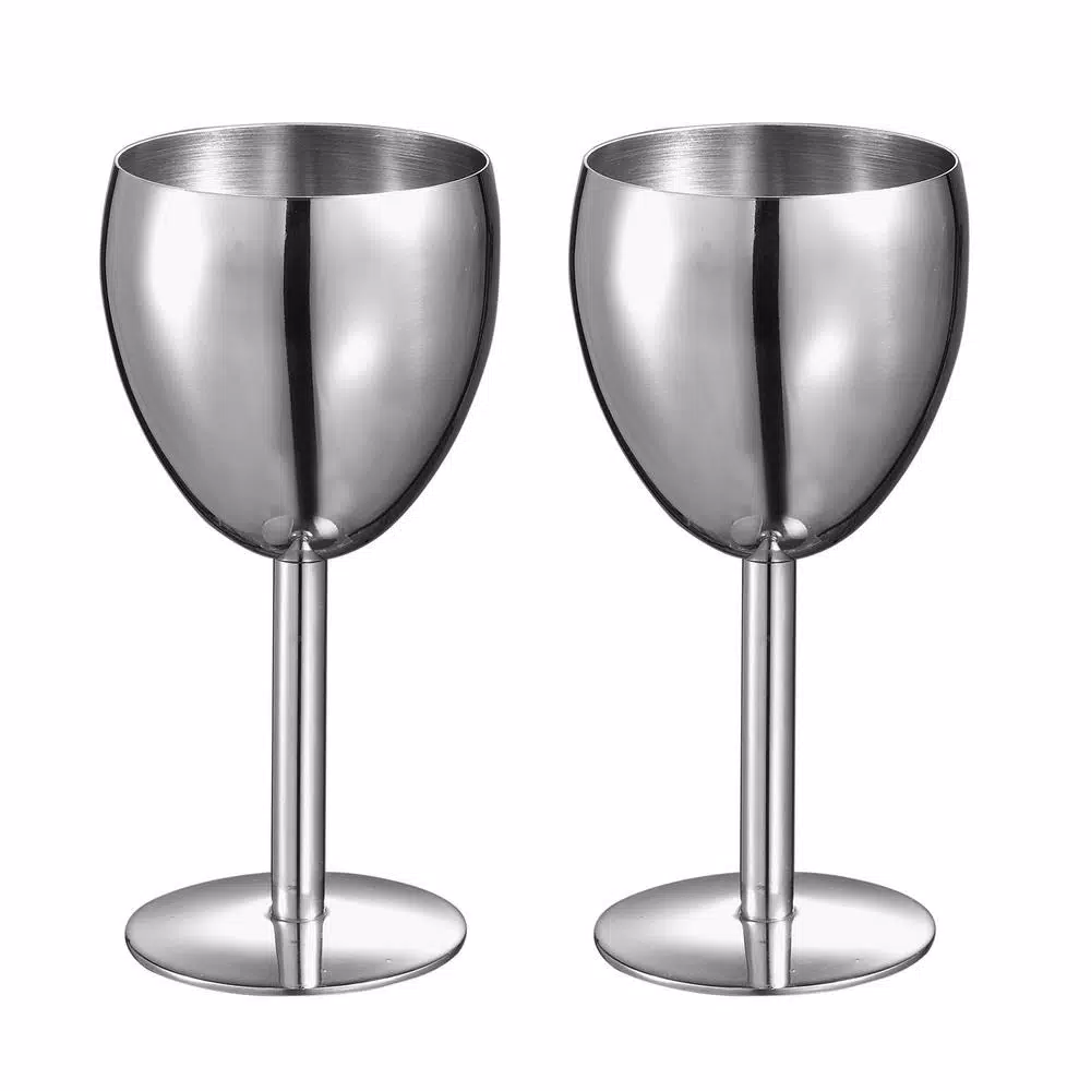 Visol Antoinette Stainless Steel Wine Glass Set, 6 oz, Set of 2