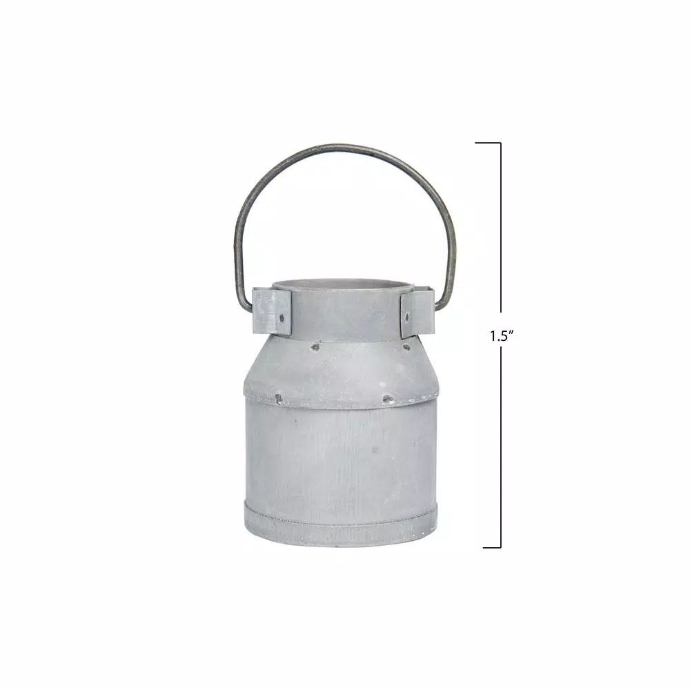 3R Studios Silver Galvanized Metal Vintage Milk Can Shaped Napkin Rings, Set of 4