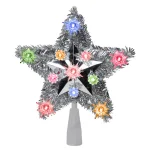 Northlight 9 in. Lighted Silver Tinsel Star Christmas Tree Topper with 11 Multi-Color Mini Lights thumbnail 2