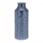 IMAX Skye Blue Large Ceramic Floor Vase - 18in Cylindrical Textured Vase thumbnail 1