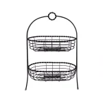 Spectrum Everly 2-Tier Oval Steel Fruit Basket & Serving Stand, Black thumbnail 5