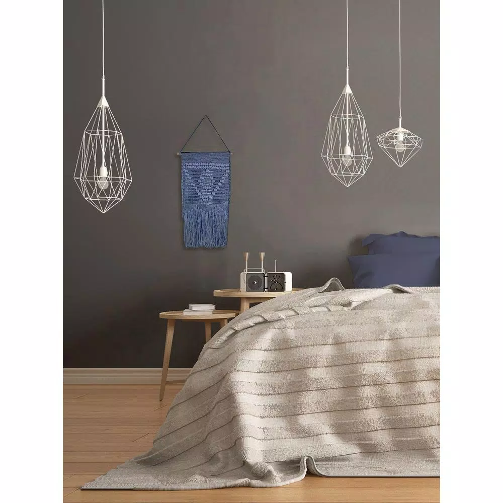 Unbranded Marmont Hill Blue Triangle Macrame Wall Tapestry - Hand Woven Cotton Wall Hanging