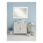 Amanti Art Corvino 45 in. W x 35 in. H Rectangular Beveled Edge Wood Bathroom Vanity Mirror, Satin White thumbnail 6