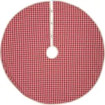 VHC Brands 48 in. Red Plaid Christmas Farmhouse Tree Skirt with Flannel Lining thumbnail 2
