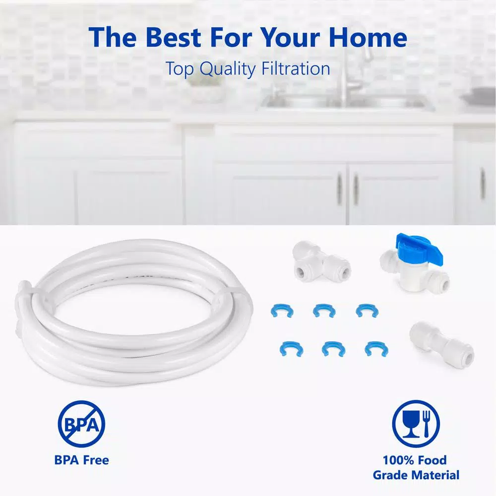 Express Water Refrigerator Connection Kit for Reverse Osmosis Systems, 15 ft. Tubing & Fittings