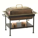 Old Dutch 8 Qt. Rectangular Antique Copper over Stainless Steel Chafing Dish with Iron Stand thumbnail 1