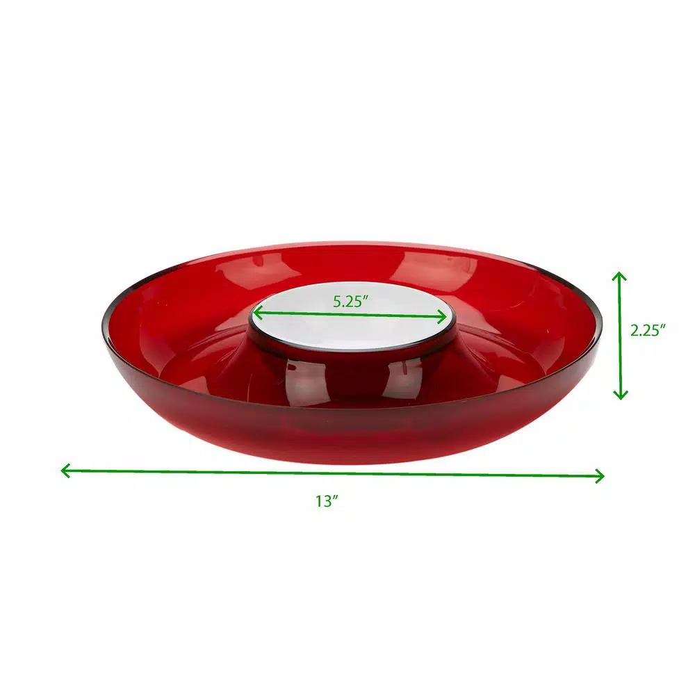 Mind Reader Red Acrylic Chip and Dip Bowl Set, 13-Inch Round Snack Serving Tray