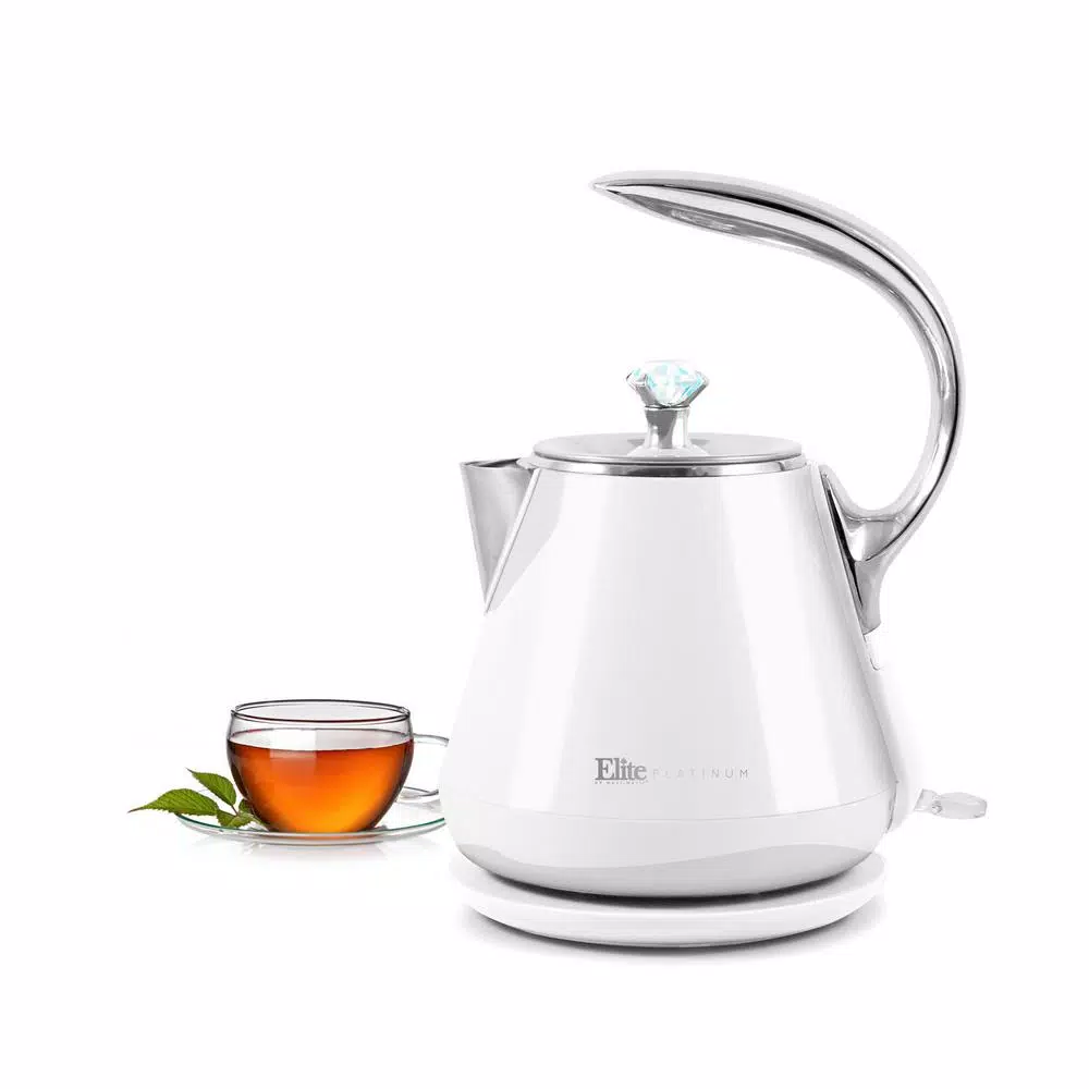 Elite Platinum 1.2L White Cool-Touch Stainless Steel Electric Kettle, 1350W