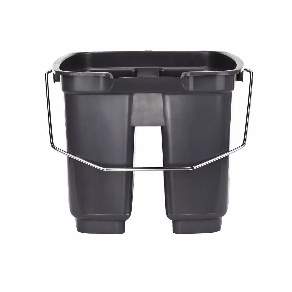Alpine Industries 19.5 Qt. Divided Plastic Cleaning Caddy with Metal Handle, Gray