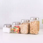 Unbranded 4-Piece Glass Canister Set with Brushed Stainless Steel Lids thumbnail 6