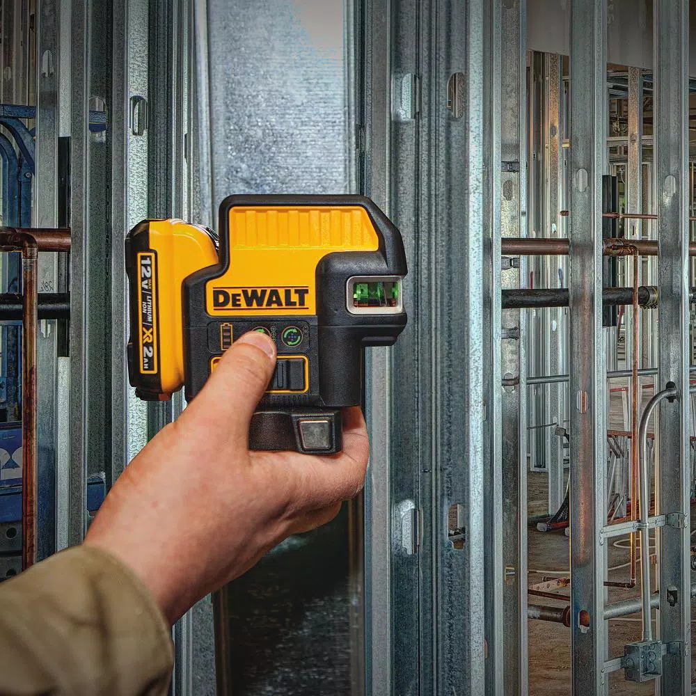 DEWALT 12V MAX Green Self-Leveling 2-Spot & Cross Line Laser Level Kit with 2Ah Battery & TSTAK Case