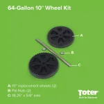 Toter Replacement Wheel Kit for 64 Gal. and 96 Gal. Two-Wheel Trash Cans thumbnail 2