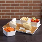 Over and Back Dover 9-Piece White Porcelain and Bamboo Cheese Serving Set thumbnail 2
