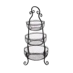 LITTON LANE New Traditional 3-Tier Black Wrought Iron Decorative Basket Tray Stand thumbnail 5