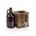 Picnic Time Growler Tap Beverage Dispenser with 64 oz. Amber Glass Growler and Acacia Wood Base thumbnail 3