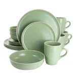 GIBSON elite Gibson Serenade 16-Piece Green Round Stoneware Dinnerware Set thumbnail 1