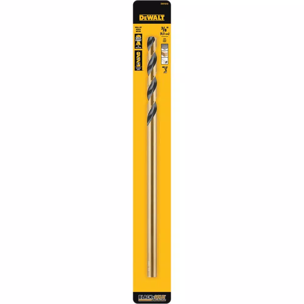 DEWALT Black & Gold High Speed Steel Twist Drill Bit, 3/8 in. x 12 in.