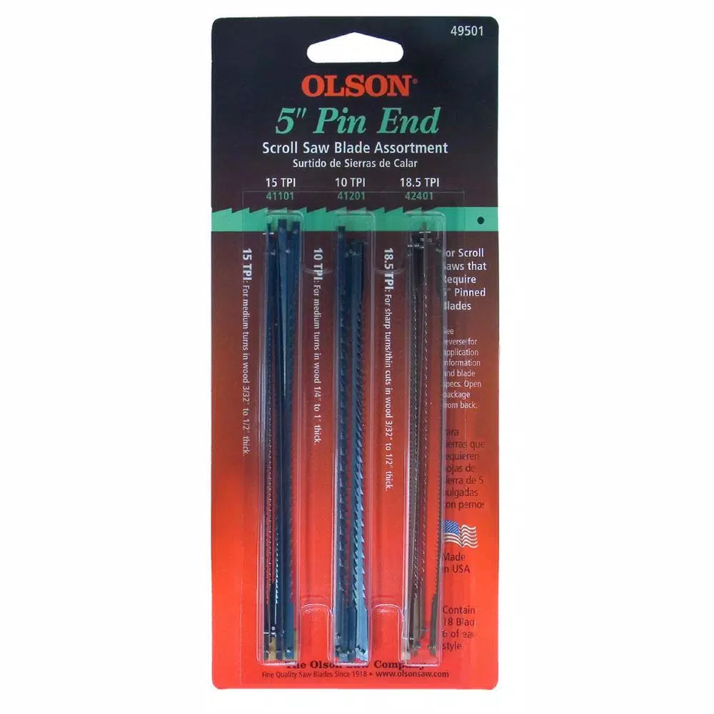 Olson Saw 3/0 x 5 in. High Carbon Steel Jewelers Saw Blades, 61 TPI, Plain End (144-Pack)