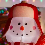 Unbranded 8 ft. Pre-Lit Inflatable Jolly Holiday Snowman Greeter with Sign, LED Lights thumbnail 4