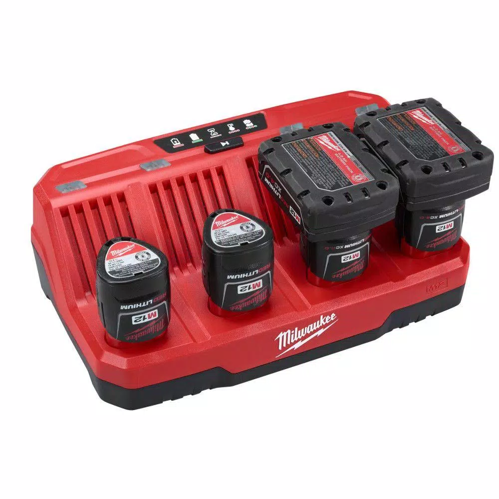 Milwaukee M12 12V Lithium-Ion 4-Port Sequential Battery Charger