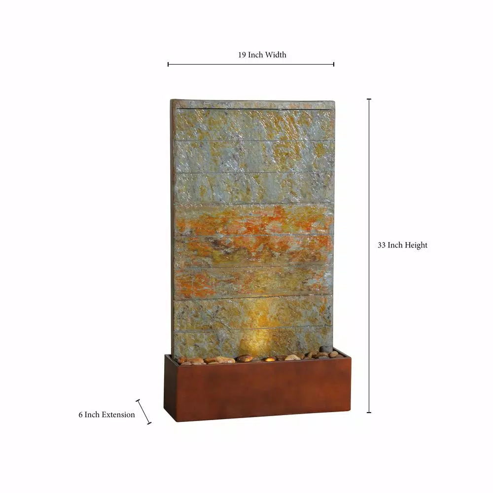 Kenroy Home Stream Resin and Slate Floor and Wall Water Fountain with LED Light