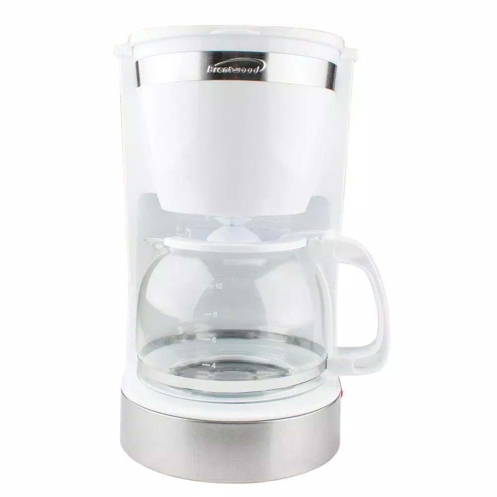 Brentwood Appliances Brentwood 10-Cup White Drip Coffee Maker with Programmable Timer and Reusable Filter