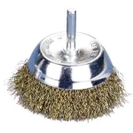Robtec 3 in. Brass Coated Steel Wire Cup Brush with 1/4 in. Shank thumbnail 1