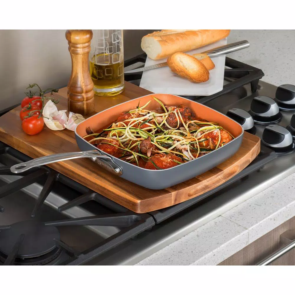 Gotham Steel 12 in. Ti-Ceramic Non-Stick Shallow Square Fry Pan, Graphite
