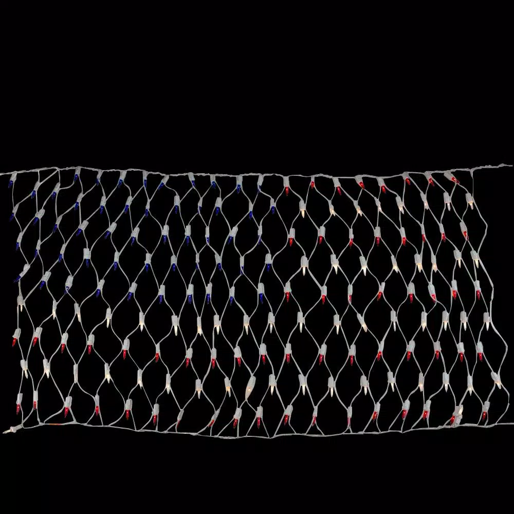 Northlight 200-Light American Flag Red White and Blue Mini Net Lights with White Wire, 24 in. x 33 in.