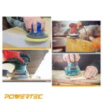 POWERTEC 6 in. 100-Grit Hook and Loop Sanding Discs, 8-Hole, Gold (50-Pack) thumbnail 5