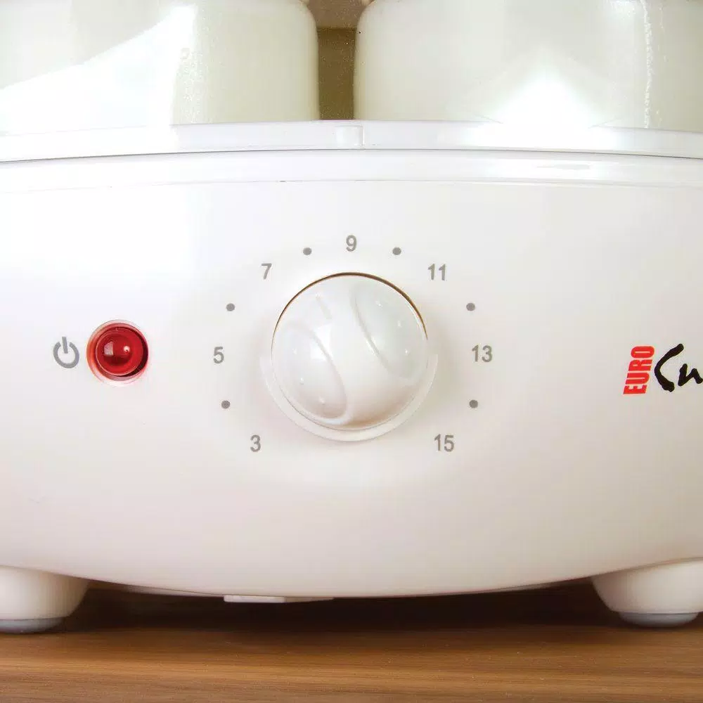 Euro Cuisine 1.31 Qt. Automatic Yogurt Maker with 7 Glass Jars and Built-In Timer, White