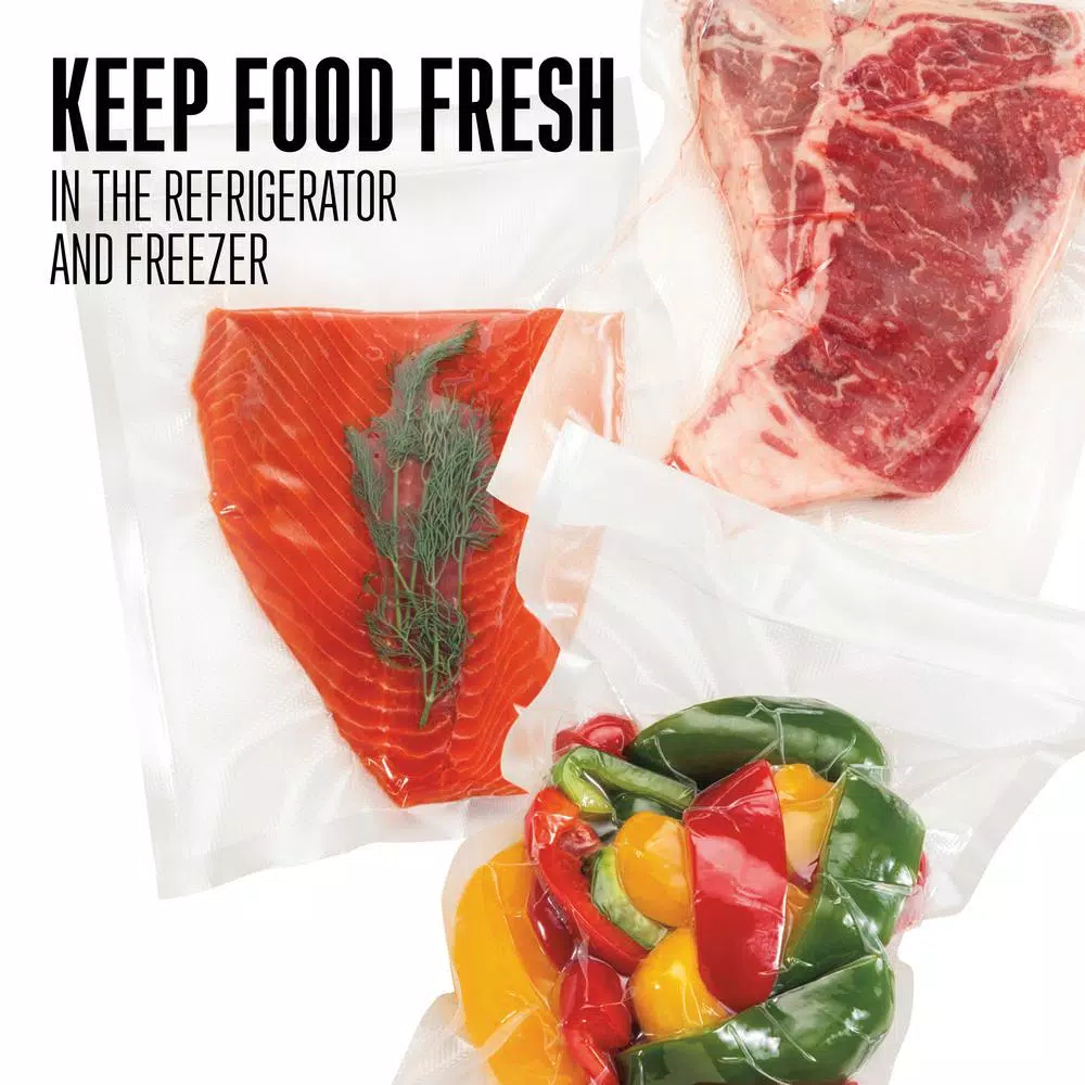 Weston 8 in. x 12 in. Vacuum Sealer Bags, 100-Pack, Heavy Duty 3.0 Mil BPA Free Plastic