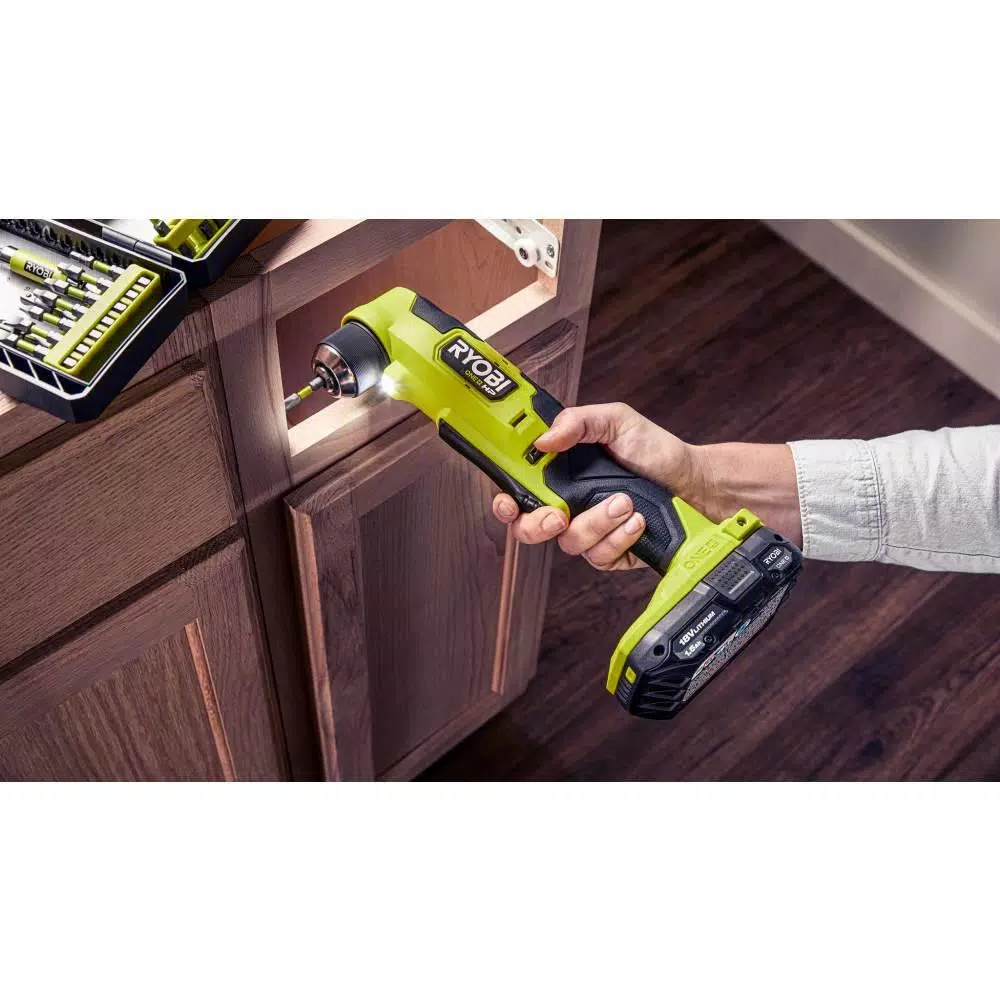 RYOBI ONE+ HP 18V Brushless Compact Impact Driver and Right Angle Drill Combo Kit with (2) 1.5 Ah Batteries