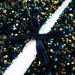 Glitzhome 48 in. Navy Blue Sequin Christmas Tree Skirt with White Faux Fur Cuff thumbnail 4