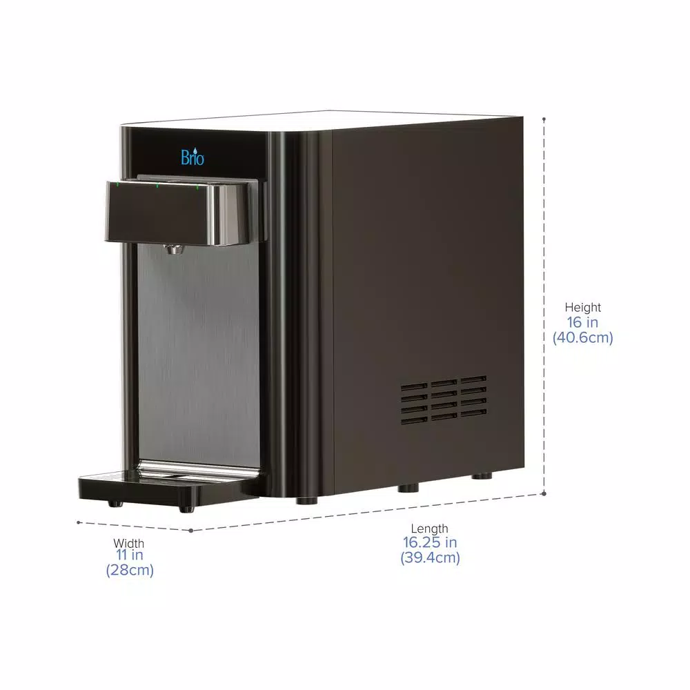 Brio Tri-Temp 2-Stage Countertop Bottleless Water Cooler with UV Self-Cleaning, Black