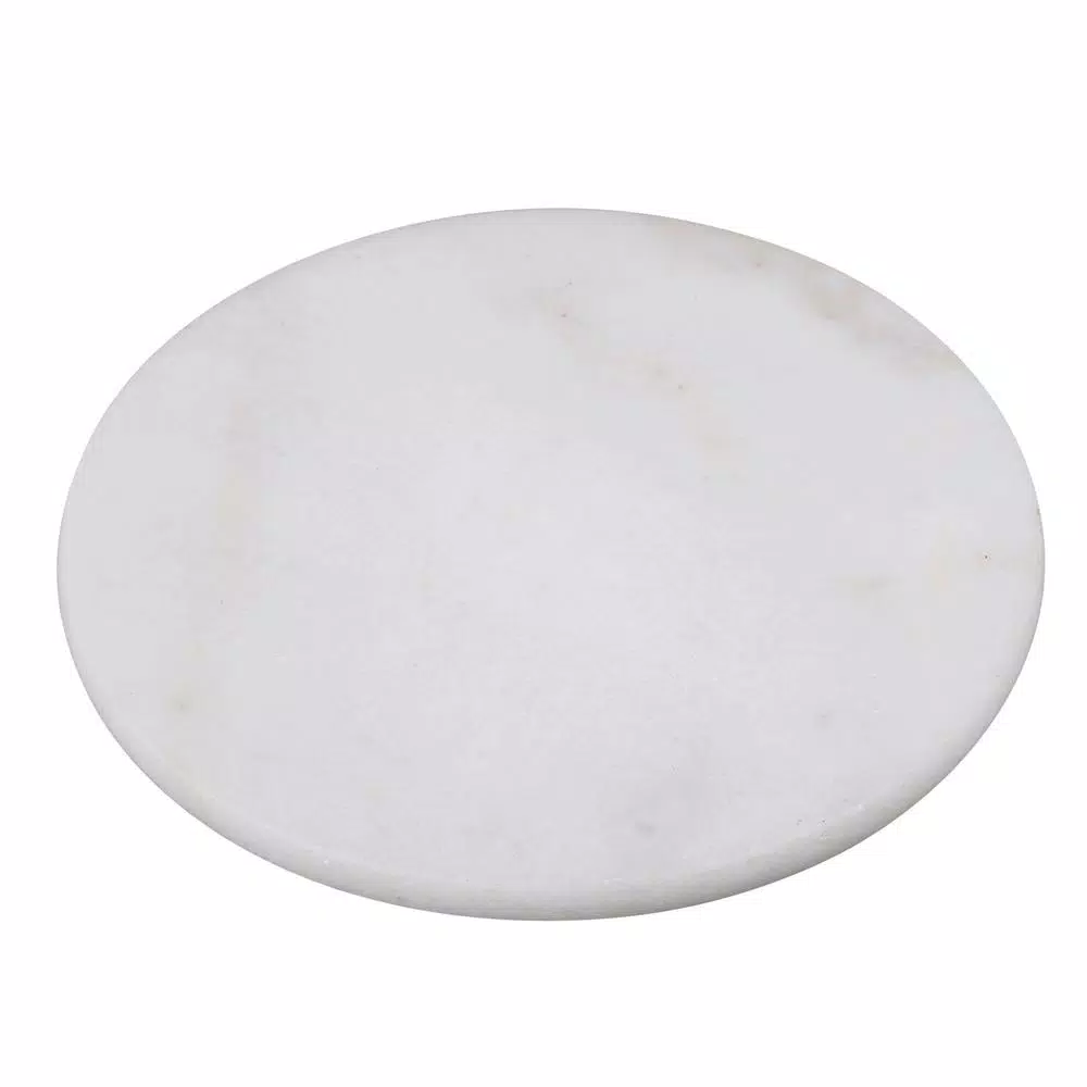 Creative Home Natural Marble Round Trivet and Cheese Serving Board, 8 in., Off-White