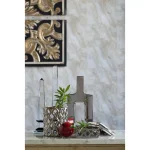 A & B Home Ceramic Keyhole Silver Vase - Modern Square Table Vase with Matte Metallic Finish thumbnail 2
