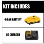 DEWALT 20V MAX 4.0Ah Compact Lithium-Ion Battery and Charger Starter Kit thumbnail 2