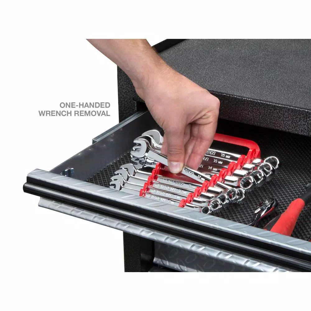 TEKTON 5 in. 9-Tool Store-and-Go Wrench Rack Keeper, Red
