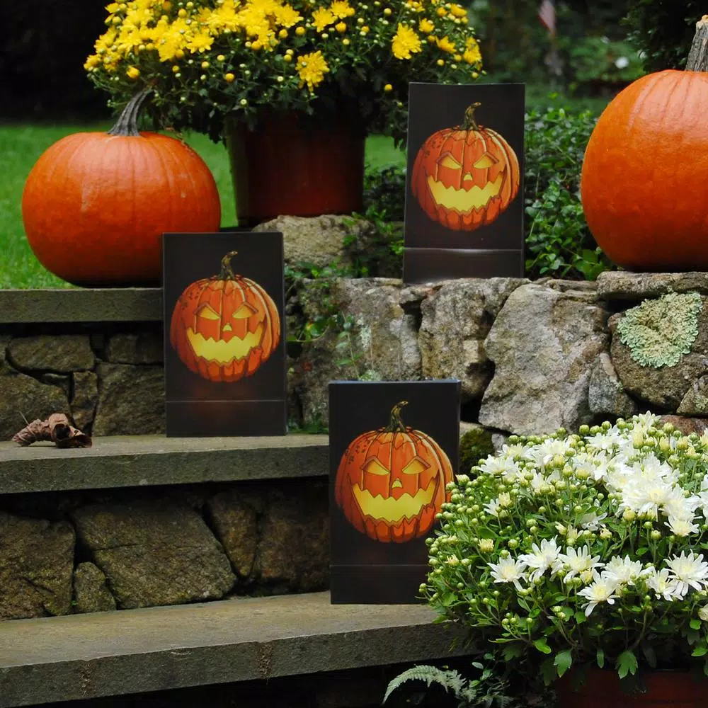 LUMABASE 11 in. Jack-O'-Lantern LED Battery Operated Luminaria Kit - Set of 12