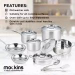 Mockins 15-Piece Tri-Ply Stainless Steel Cookware Set with Lids thumbnail 2
