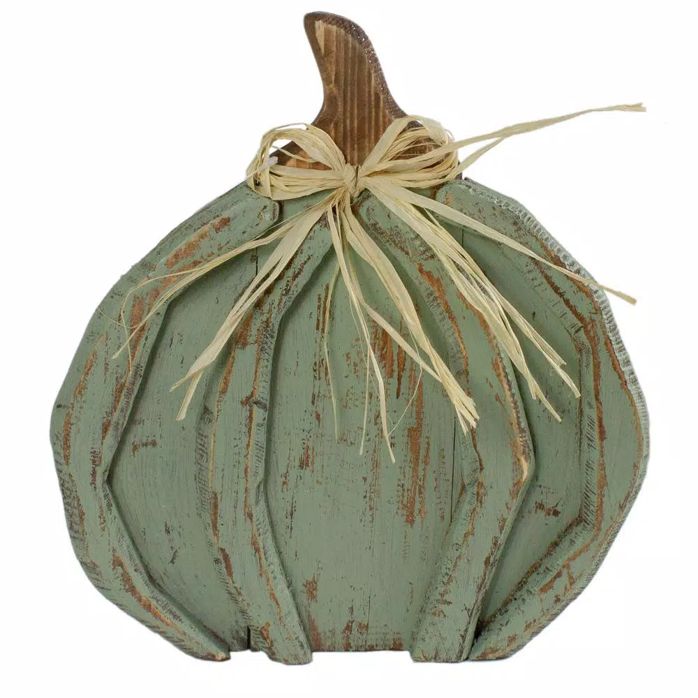 Northlight 11.75 in. Blue Distressed Wood Pumpkin Table Top Decoration