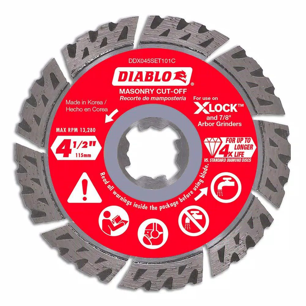 Diablo 4-1/2 in. Diamond Segmented Turbo Masonry Cut-Off Wheel with X-Lock & 7/8 in. Arbor